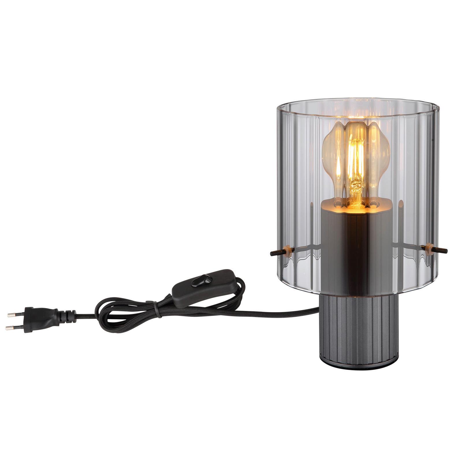 Tischleuchte Tulivar Dunkelgrau max. 40 Watt - Dunkelgrau, Design, Glas/Metall (14/22cm) - Globo