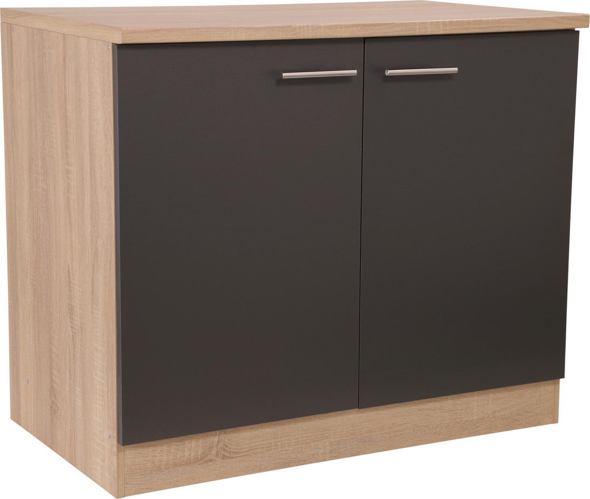 Spodnja Omarica Za Korito Merle, Barva Hrasta, Siva - srebrne barve/siva, Basics, kovina/leseni material (100/84,8/60cm) - Respekta