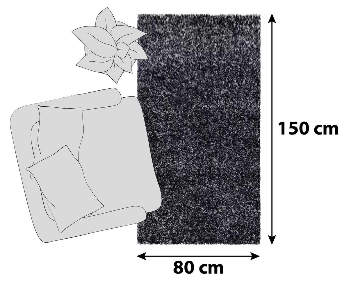 Hochflorteppich Enjoy Anthrazit ca. 80x150cm - Anthrazit, KONVENTIONELL, Textil (80/150cm)