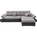 Wohnlandschaft in Grau mit Bettfunktion - Schwarz/Grau, MODERN, Textil (303/185cm) - Modern Living