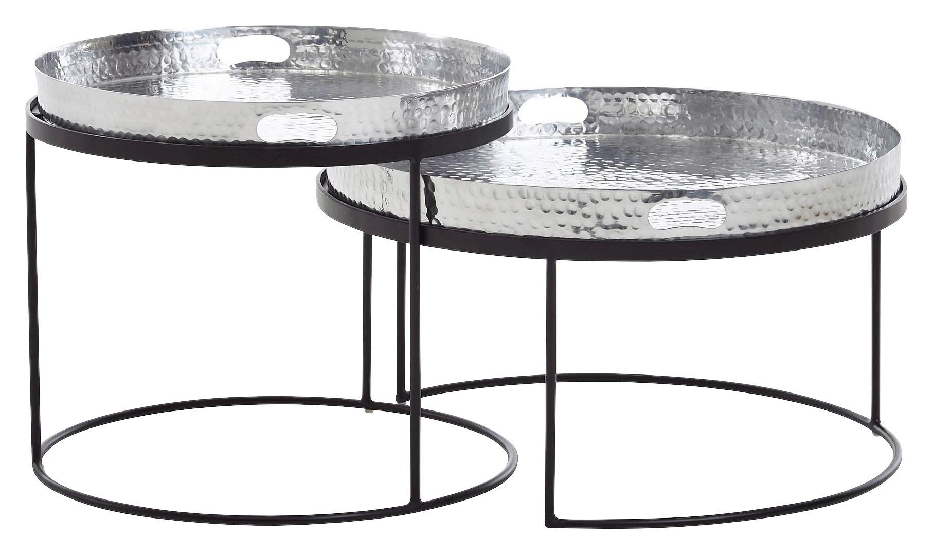 Set Klubskih Mizic Wohnling - srebrne barve/črna, Moderno, kovina (46/46/41cm) - MID.YOU