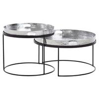 Set Klubskih Mizic Wohnling - srebrne barve/črna, Moderno, kovina (46/46/41cm) - MID.YOU