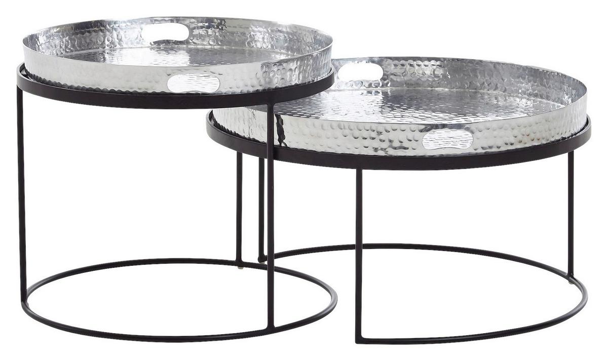 Set Klubskih Mizic Wohnling - srebrne barve/črna, Moderno, kovina (46/46/41cm) - MID.YOU