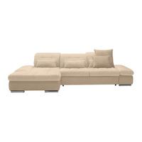 Wohnlandschaft Sanfino Beige - Chromfarben/Beige, KONVENTIONELL, Holz/Textil (199/79-96/305cm) - Premium Living