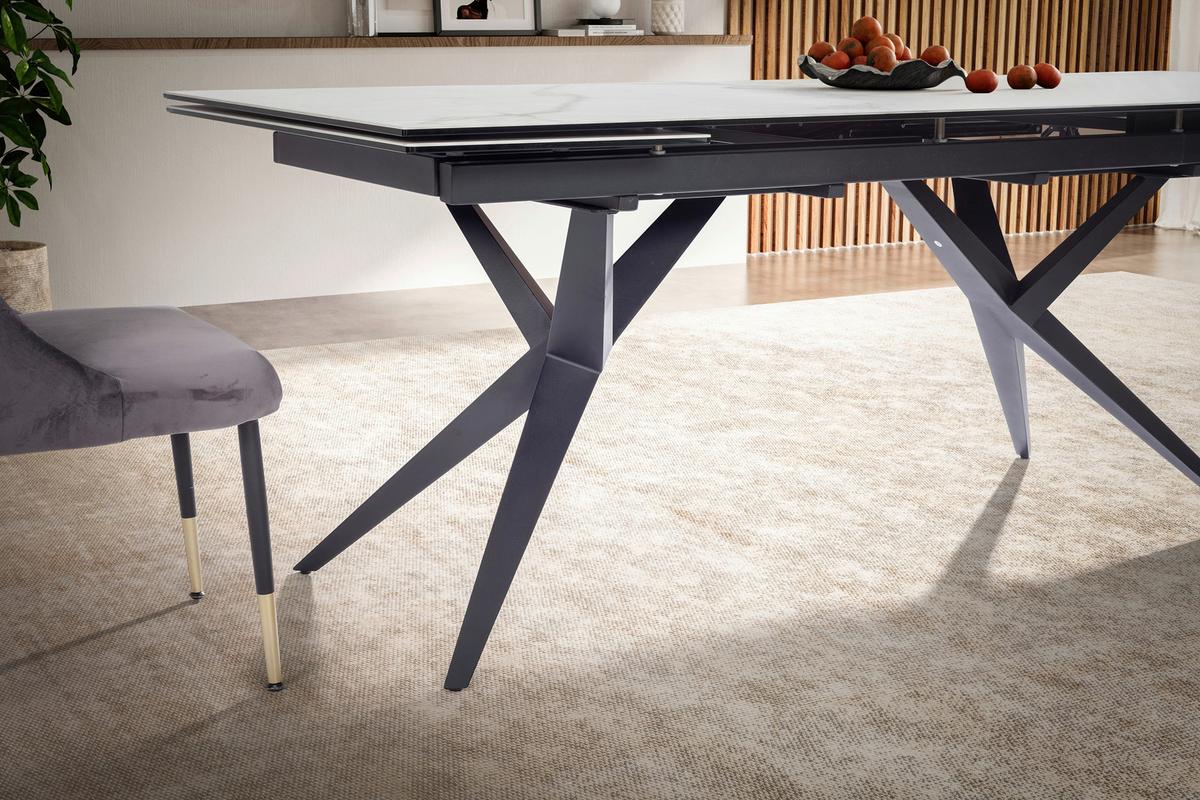 Raztegljiva Jedilna Miza Marble, Keramika, 180-260x95cm - črna/bela, Design, kovina/keramika (180/95/76cm) - MID.YOU
