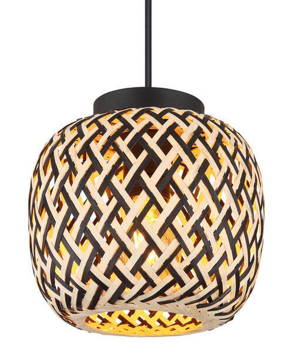Hängeleuchte Colly Naturfarben max. 15 Watt - Schwarz/Naturfarben, Natur, Naturmaterialien/Kunststoff (20/120cm) - Globo