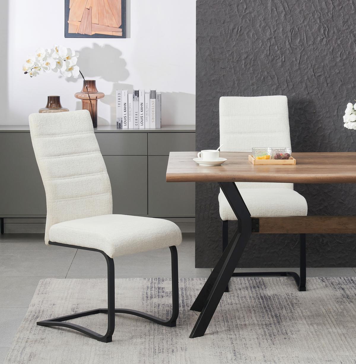 Set Nihajnih Stolov Leni, Krem Barva, 2 Kos - črna/krem barve, Moderno, kovina/tekstil (43/98/59cm) - MID.YOU