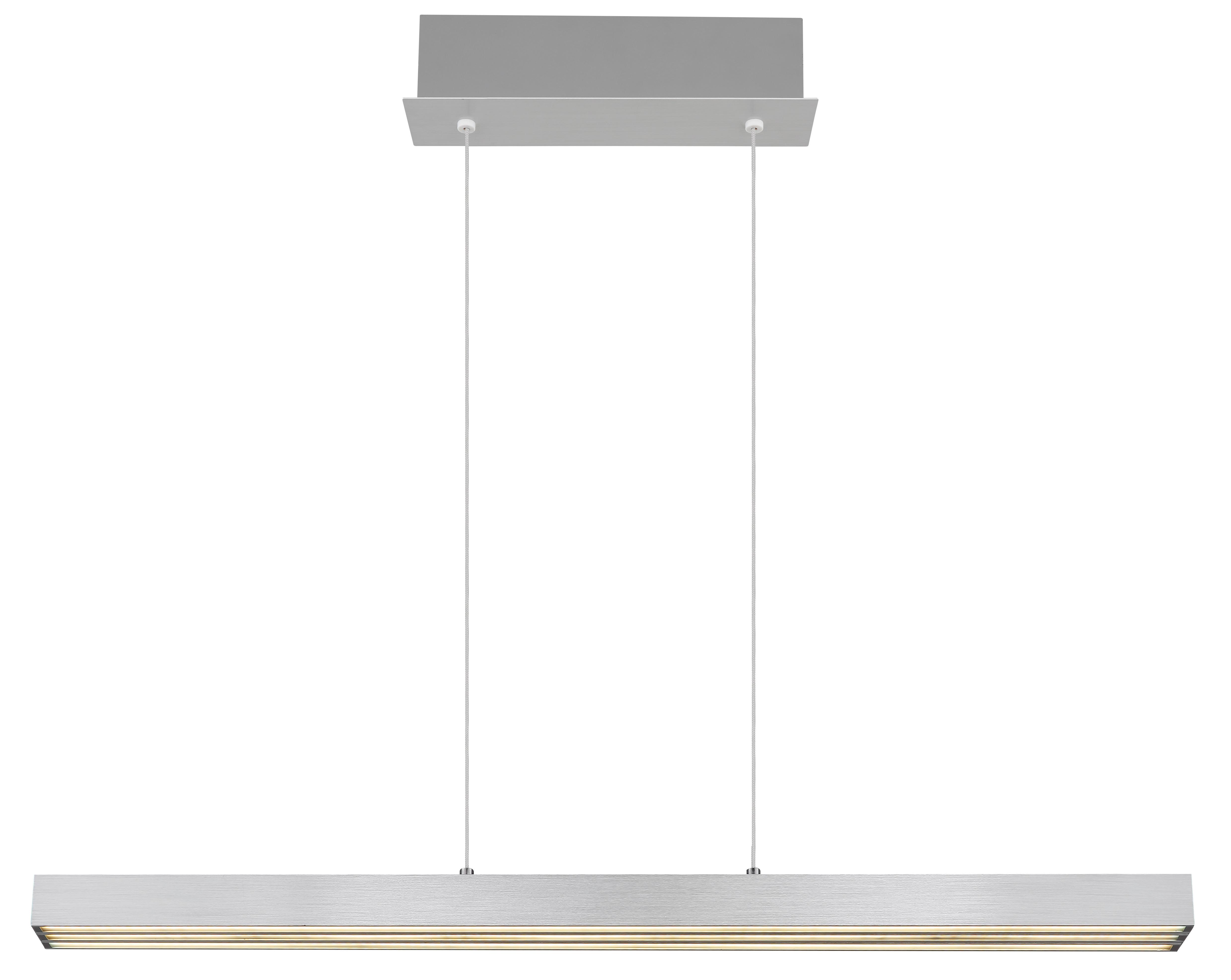 LED-HÄNGELEUCHTE 17016A - Opal/Alufarben, Design, Kunststoff/Metall (95-150/7,5/80-150cm) - Globo
