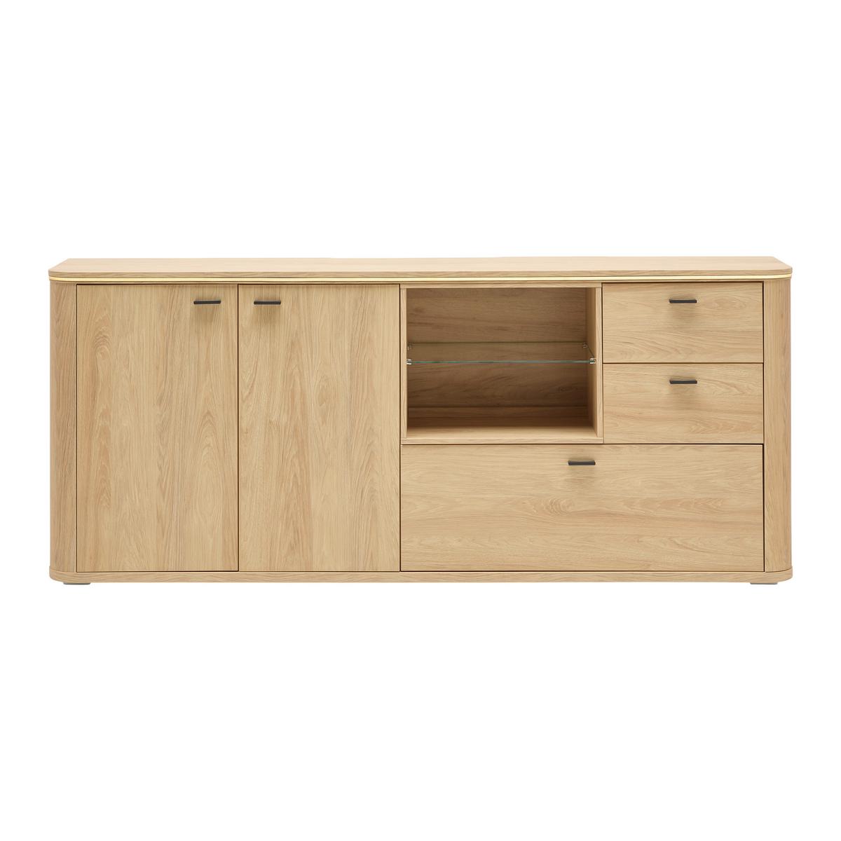 Sideboard Lagos Eichefarben - Eichefarben/Anthrazit, Modern, Glas/Holzwerkstoff (210,2/87,5/42,5cm) - Premium Living