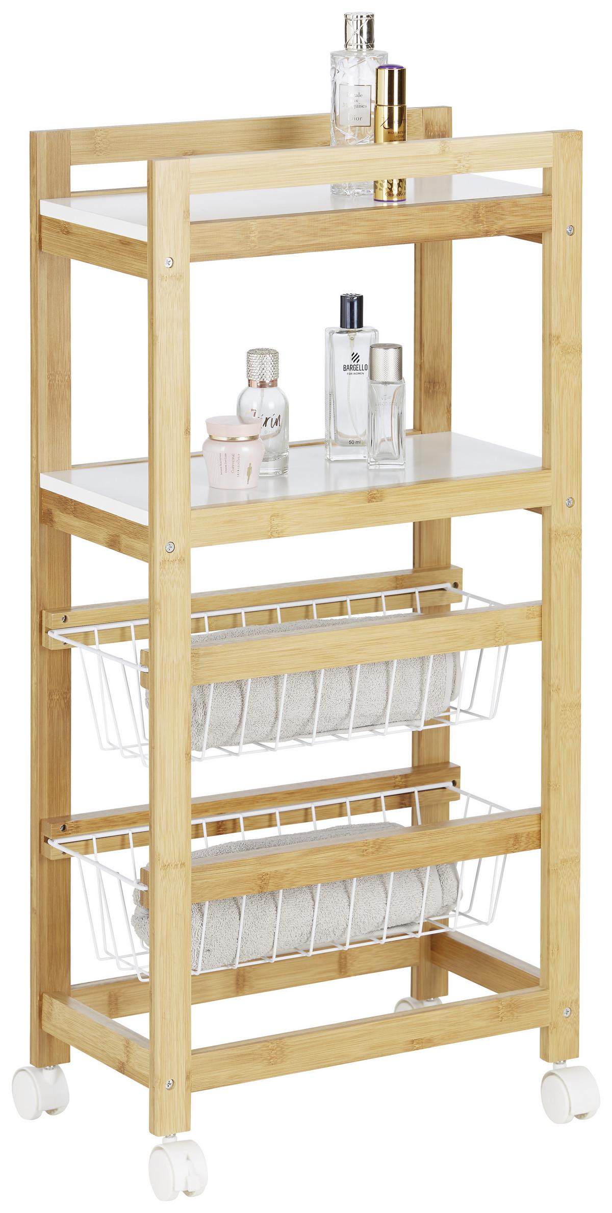 Allzweckwagen Natur/Weiss - Weiss/Naturfarben, Modern, Holz/Holzwerkstoff (40/83/22cm) - Mömax