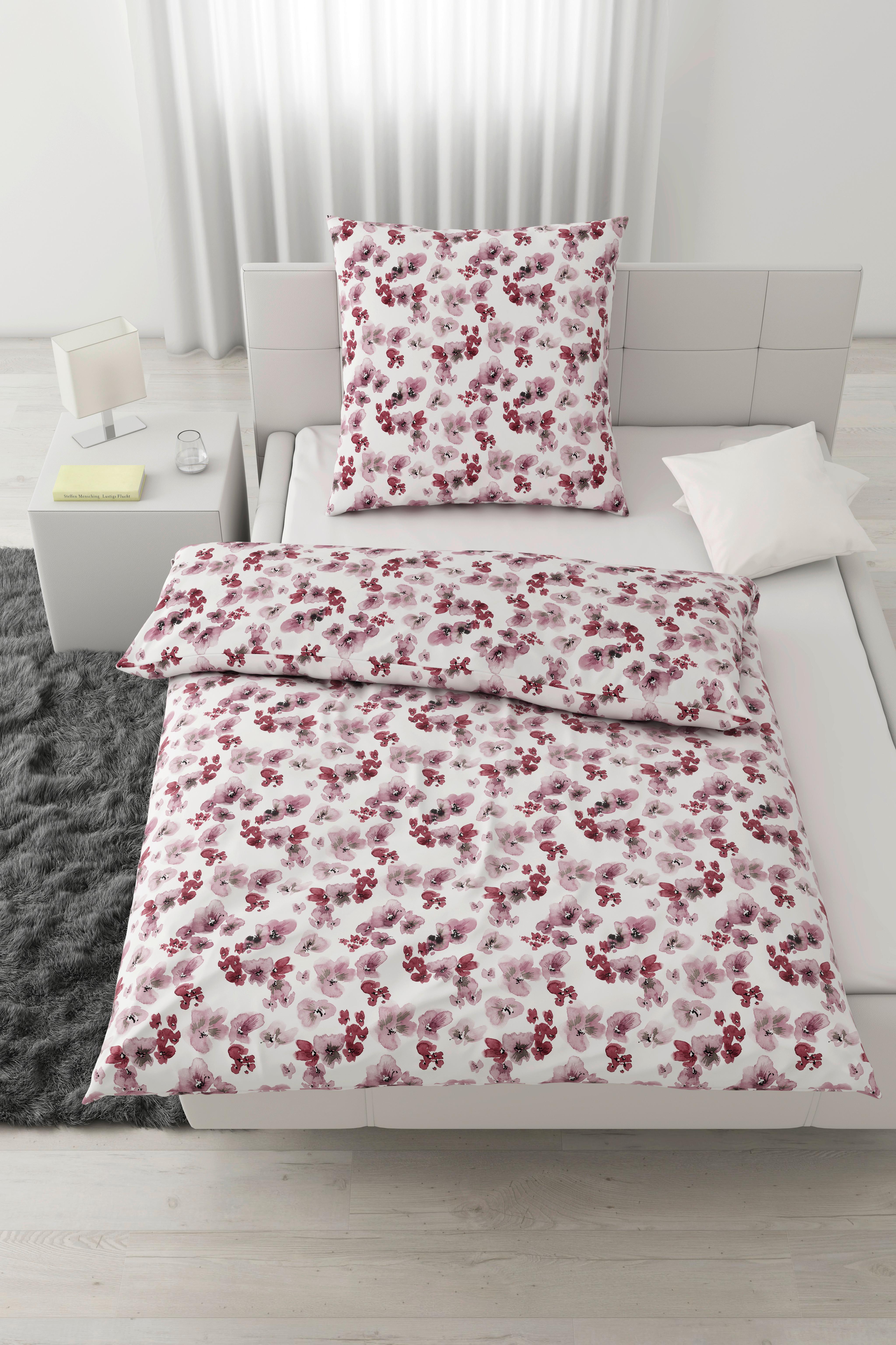 Bettwäsche Bio-Anna Weiß/Mauve ca. 135x200cm - Flieder/Mauve, Natur, Textil (135/200cm) - ecoTree