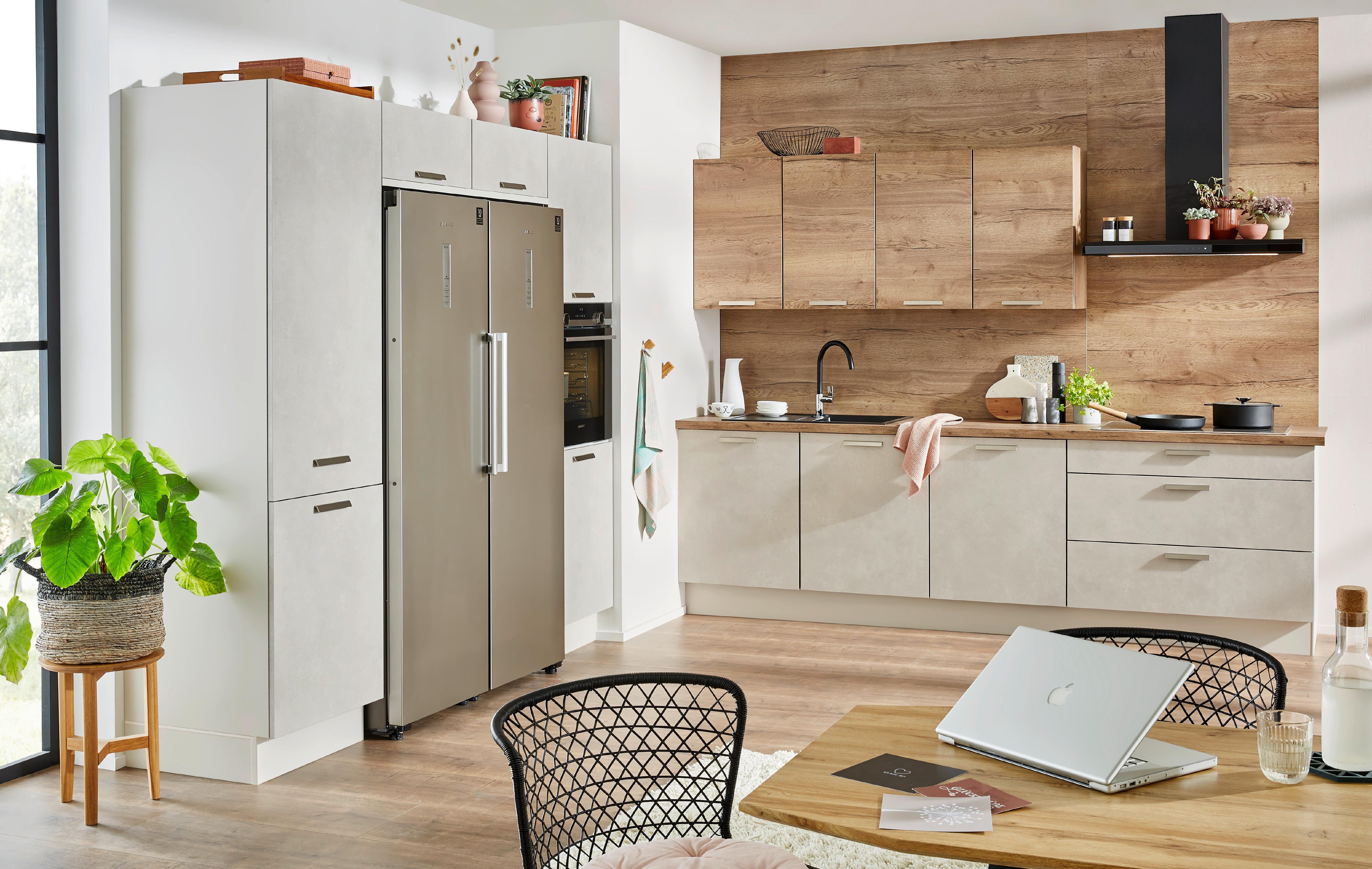 Kuhinja Riva/structura - siva/boje pijeska, Moderno, drvni materijal/metal (240/280cm) - Nobilia