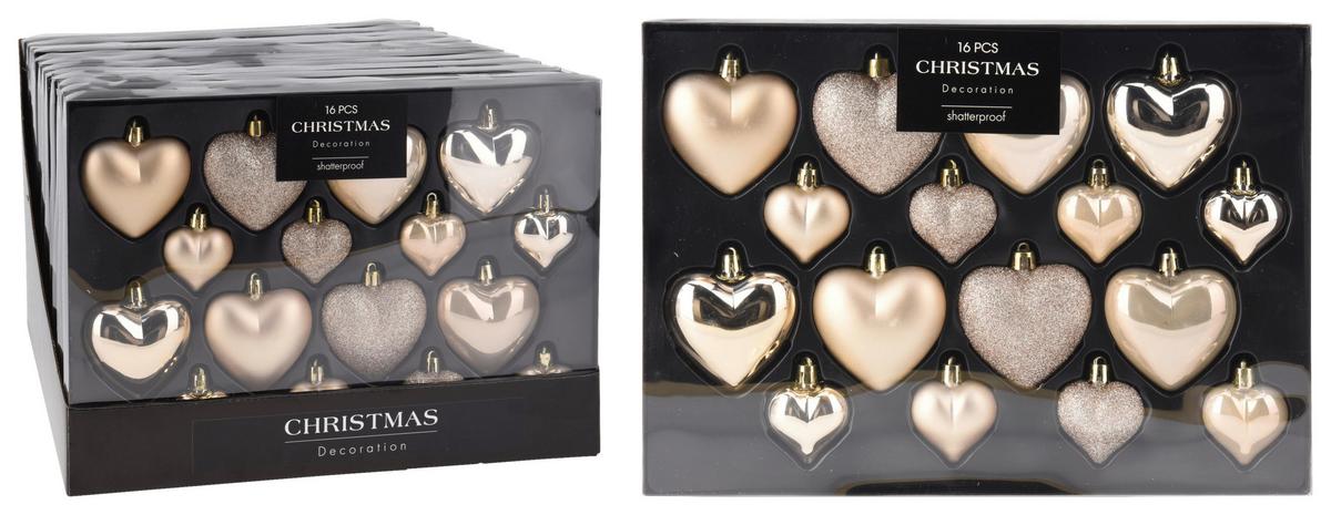 Christbaumkugel-Set HEART - Creme, Kunststoff (3,5/22,5/31,5cm)