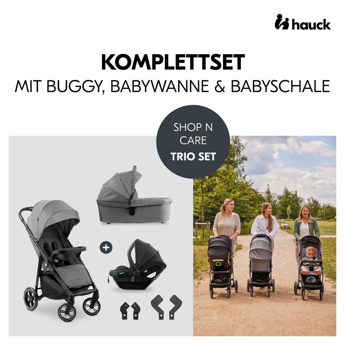 WÓZEK DZIECIĘCY - ZESTAW SHOP N CARE TRIO SET - czarny/szary, Basics, tworzywo sztuczne/metal (52/110/91cm) - Hauck