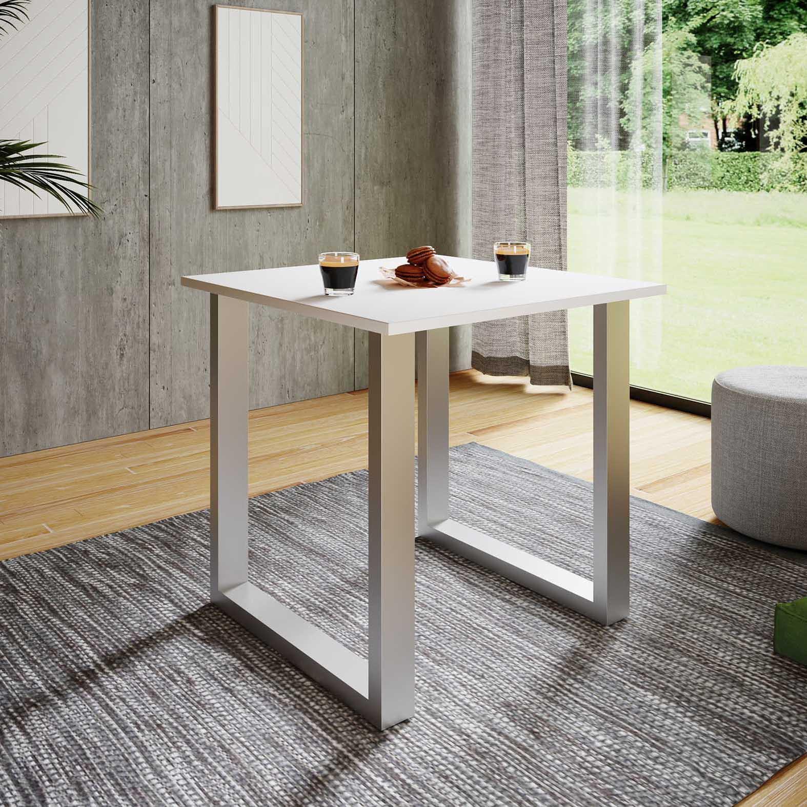 Jedilna Miza Xona, Bela, Srebrna - srebrne barve/bela, Basics, kovina/leseni material (80/50/76cm) - MID.YOU