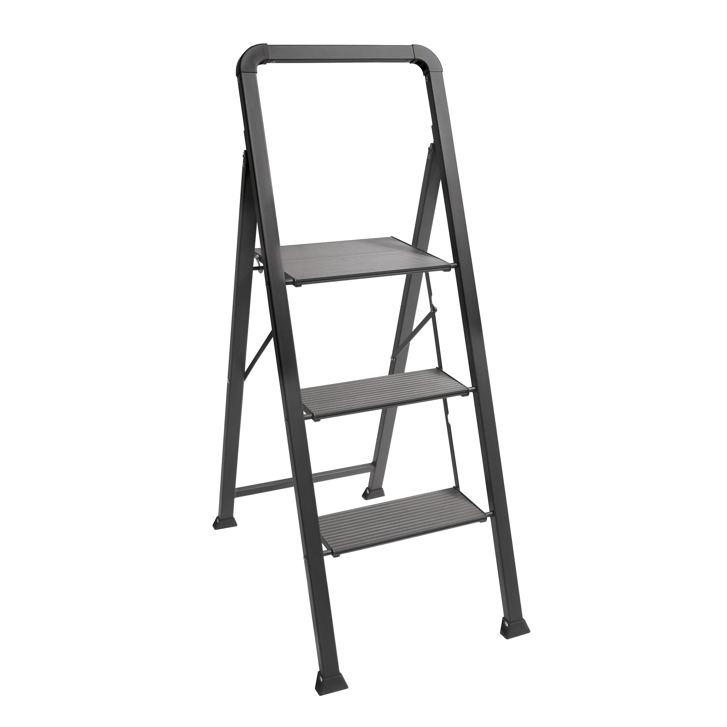 Klapptrittleiter 130171 - Schwarz, Basics, Metall (62/108/42.5cm) - Spirella