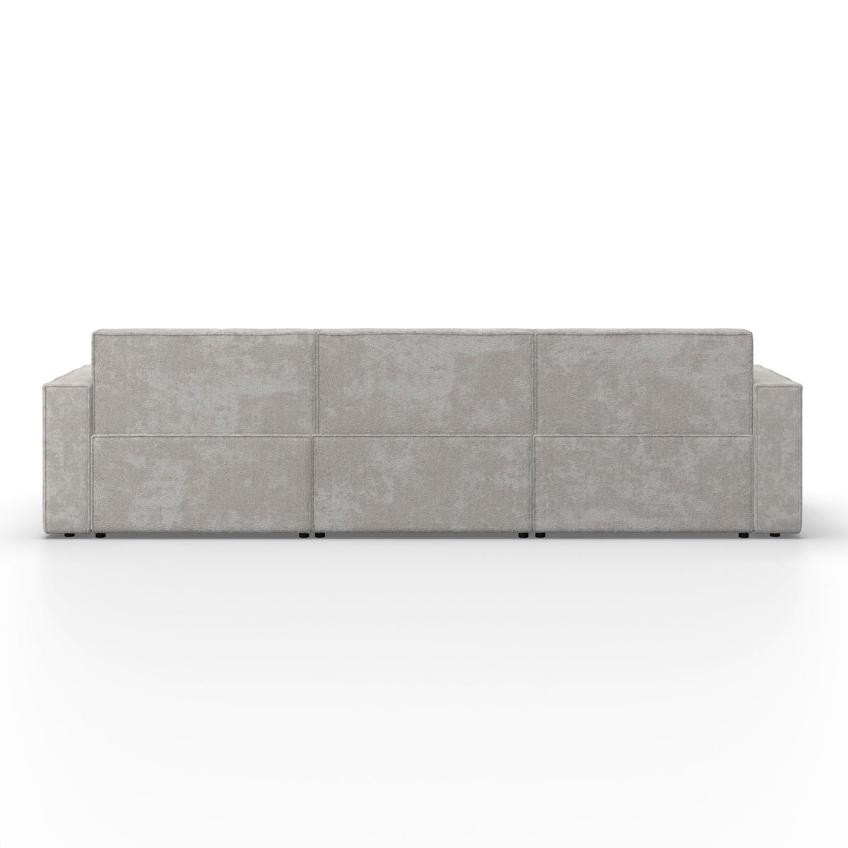 Wohnlandschaft Milo Bouclé Hellgrau - Hellgrau/Schwarz, MODERN, Holz/Holzwerkstoff (310/83/148cm) - Bessagi Home