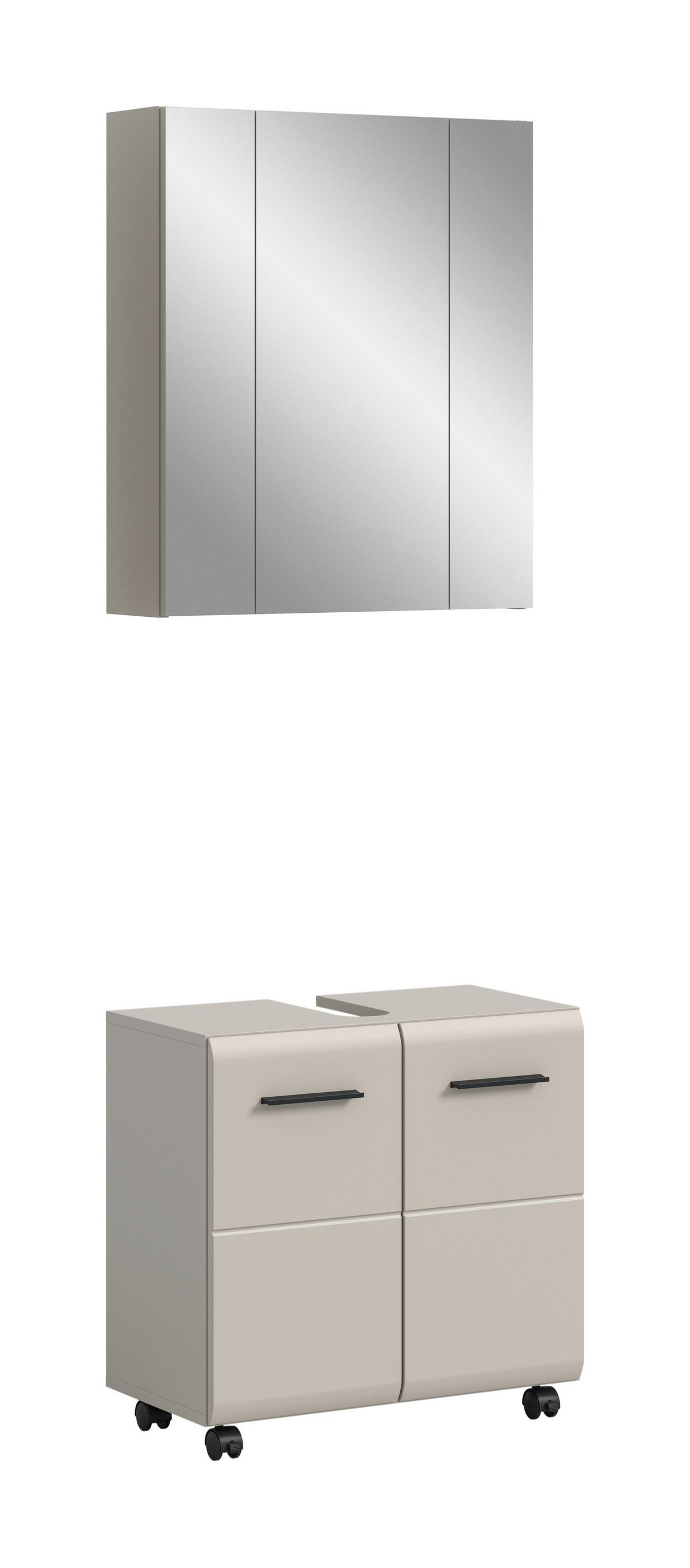 Badezimmer Ice Kaschmir 2-teilig - Kaschmir/Schwarz, Trend, Glas/Holzwerkstoff (60cm) - MID.YOU