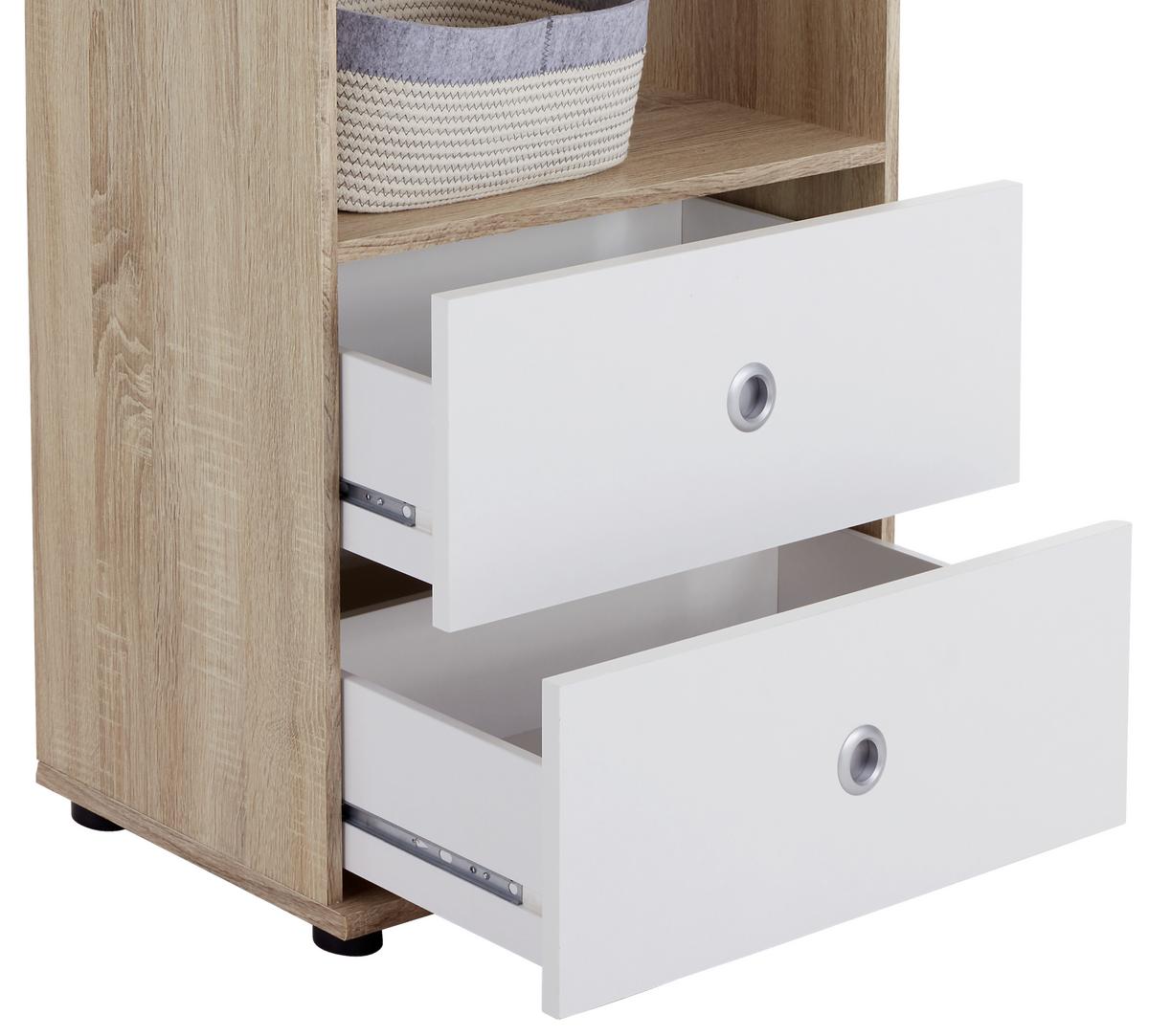 Regal Wiki Baby - bijela/hrast Sonoma, Konvencionalno, drvni materijal/plastika (60/191/33cm) - Bessagi Kids