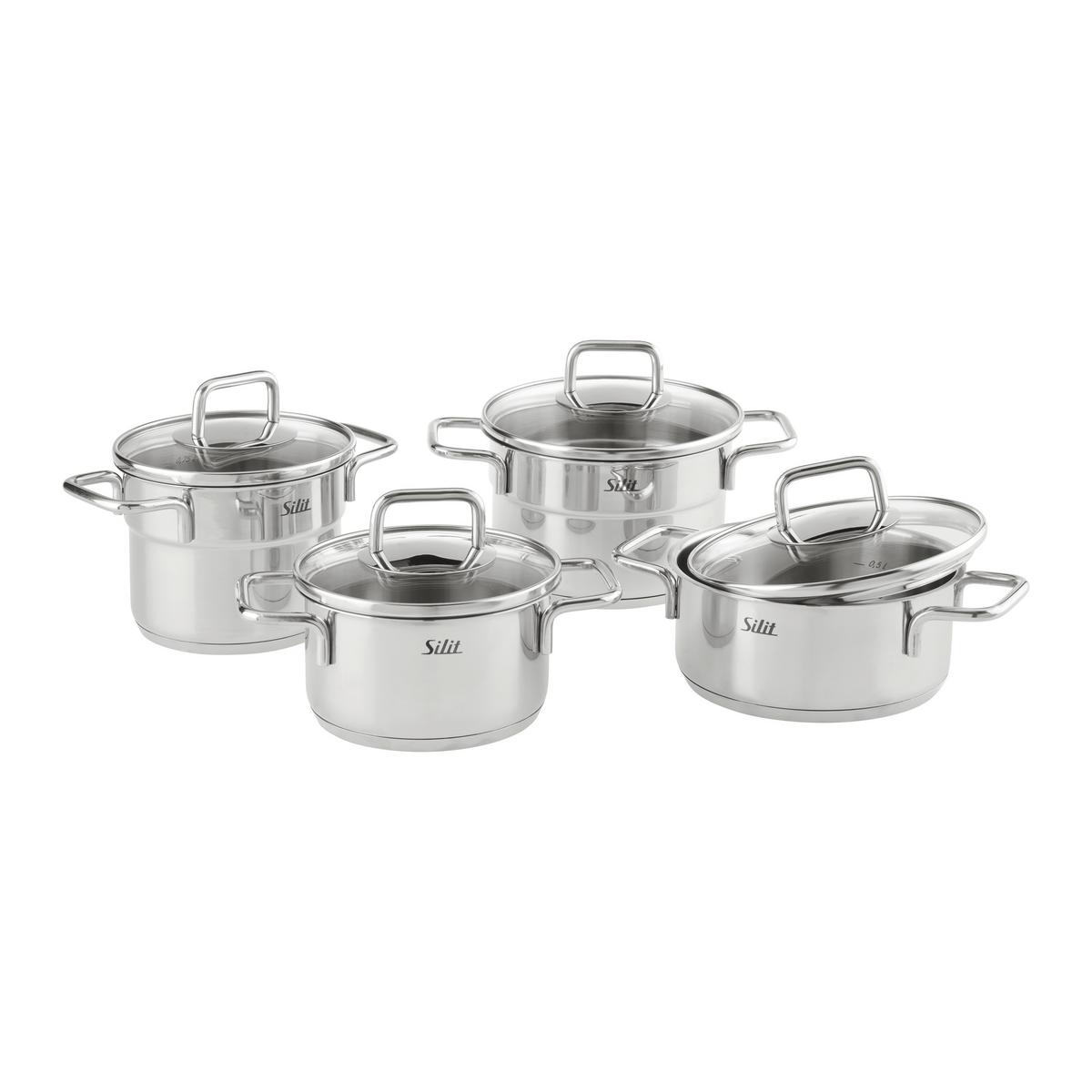 Kochtopfset Silit Extra Cook Mini Edelstahlfarben, 4-teilig - Edelstahlfarben, KONVENTIONELL, Metall (21,5/23,8/37,4cm) - Silit