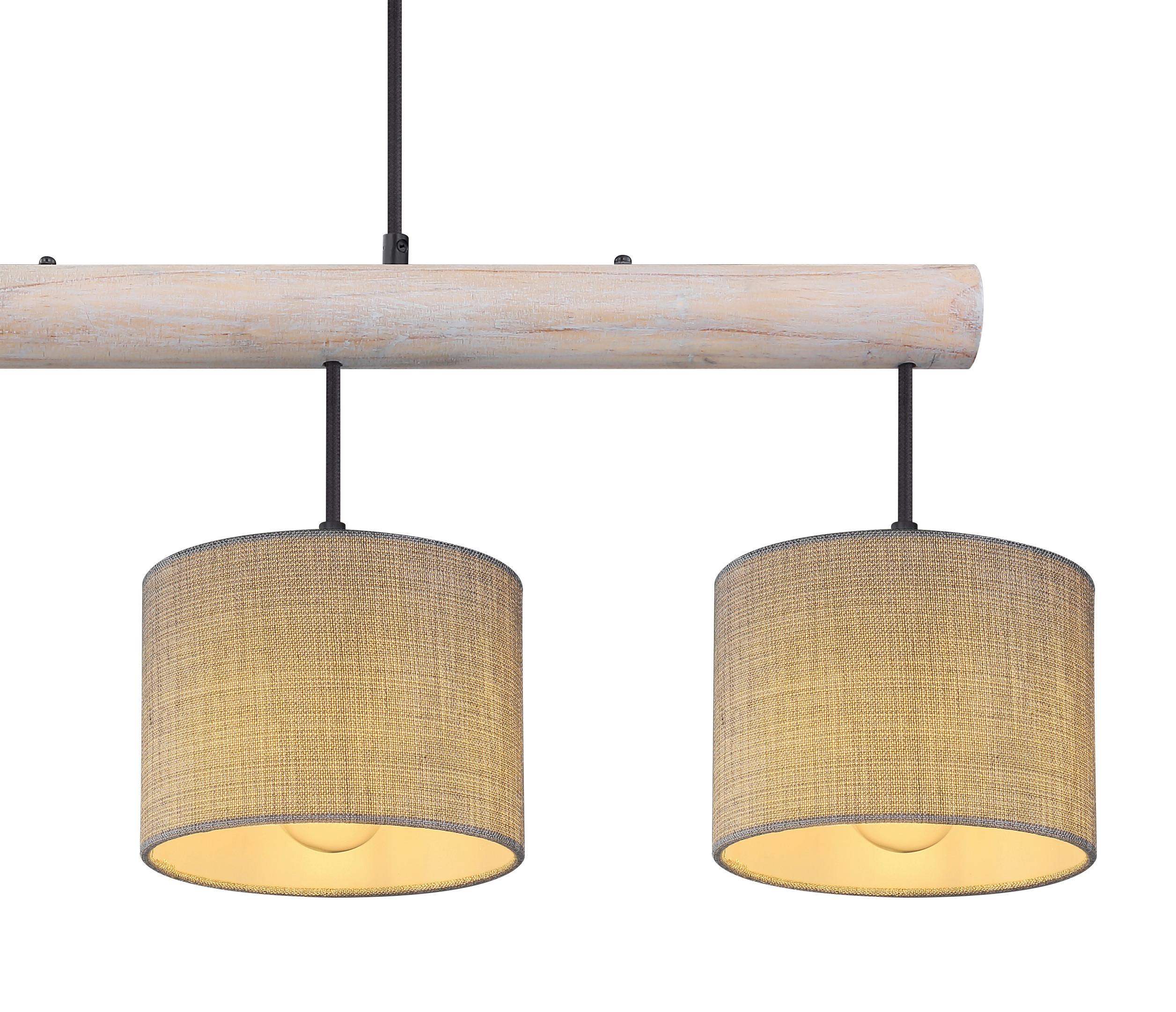 Hängeleuchte Platon max. 40 Watt - Schwarz/Grau, MODERN, Holz/Textil (102/18/120cm)