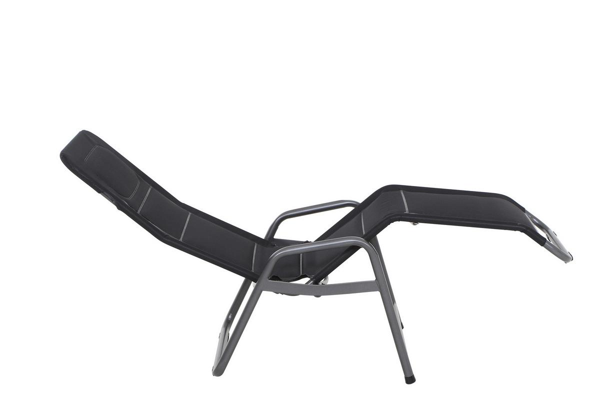 Kippliege Fano ca. 150x71x112 cm Schwarz - Schwarz, KONVENTIONELL, Kunststoff/Metall (150/71/112cm) - Siena Garden