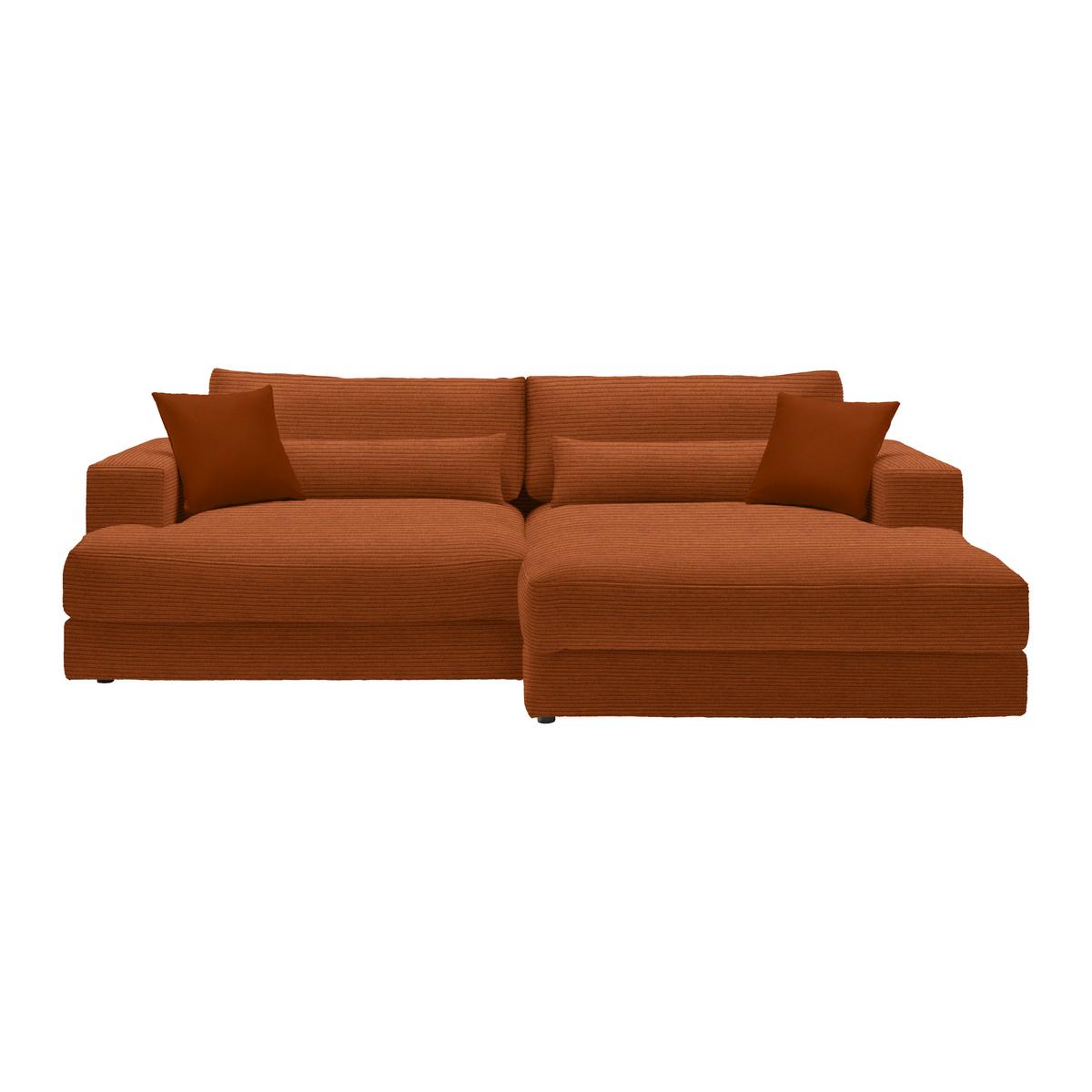 Ecksofa Fabiona rechts Rostfarben - Rostfarben/Schwarz, MODERN, Holz/Kunststoff (268/85/194cm) - Premium Living