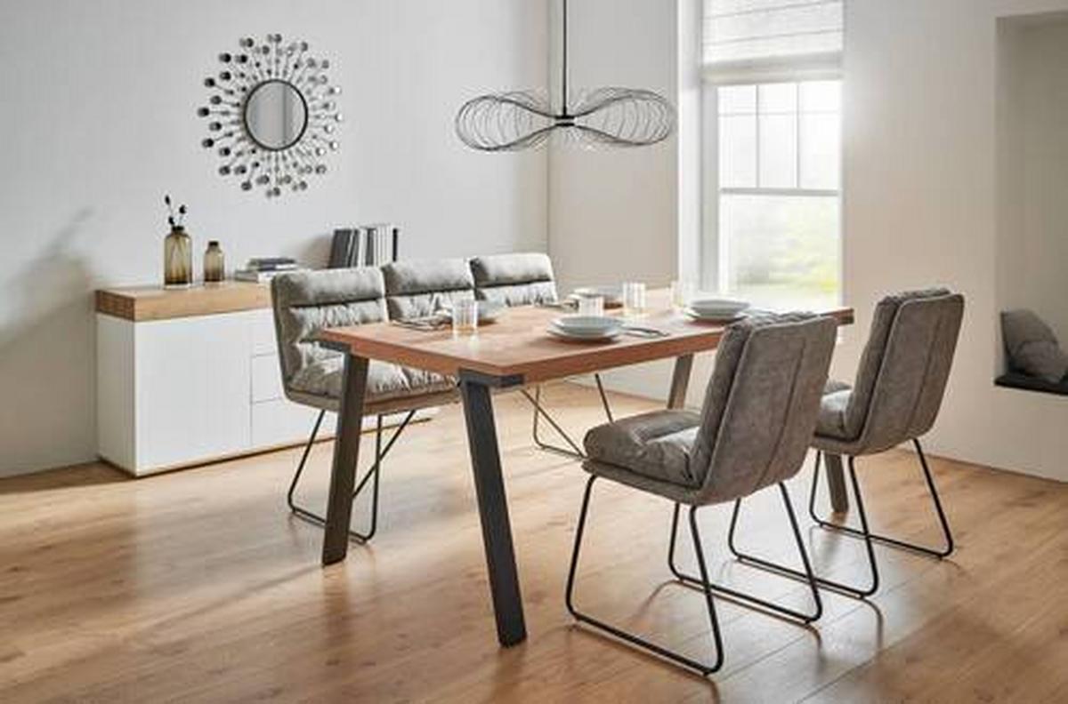 Stuhl Kona Grau Mikrofaser Gepolstert - Schwarz/Grau, MODERN, Holz/Textil (48/90/65cm) - Bessagi Home