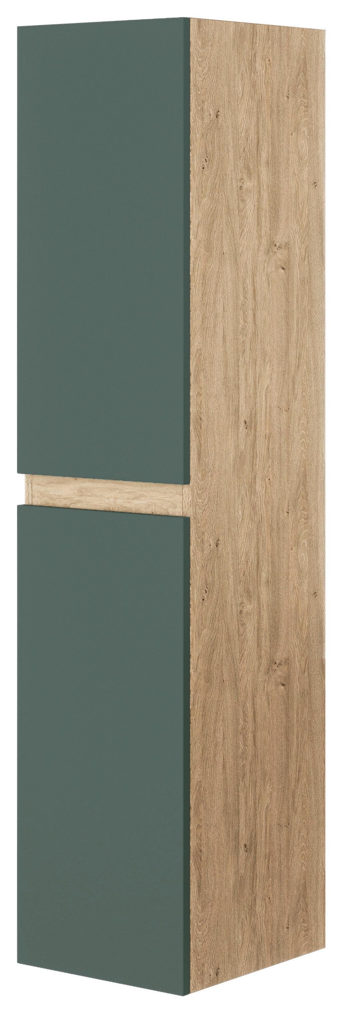 Magasszekrény Iris - Artisan tölgy/zöld, Basics, faalapú anyag (34/133/36cm)