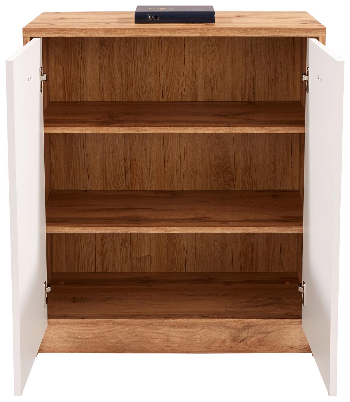 Comodă 4-You - alb/culoare lemn stejar, Modern, material pe bază de lemn (74/85,4/34,6cm) - Modern Living