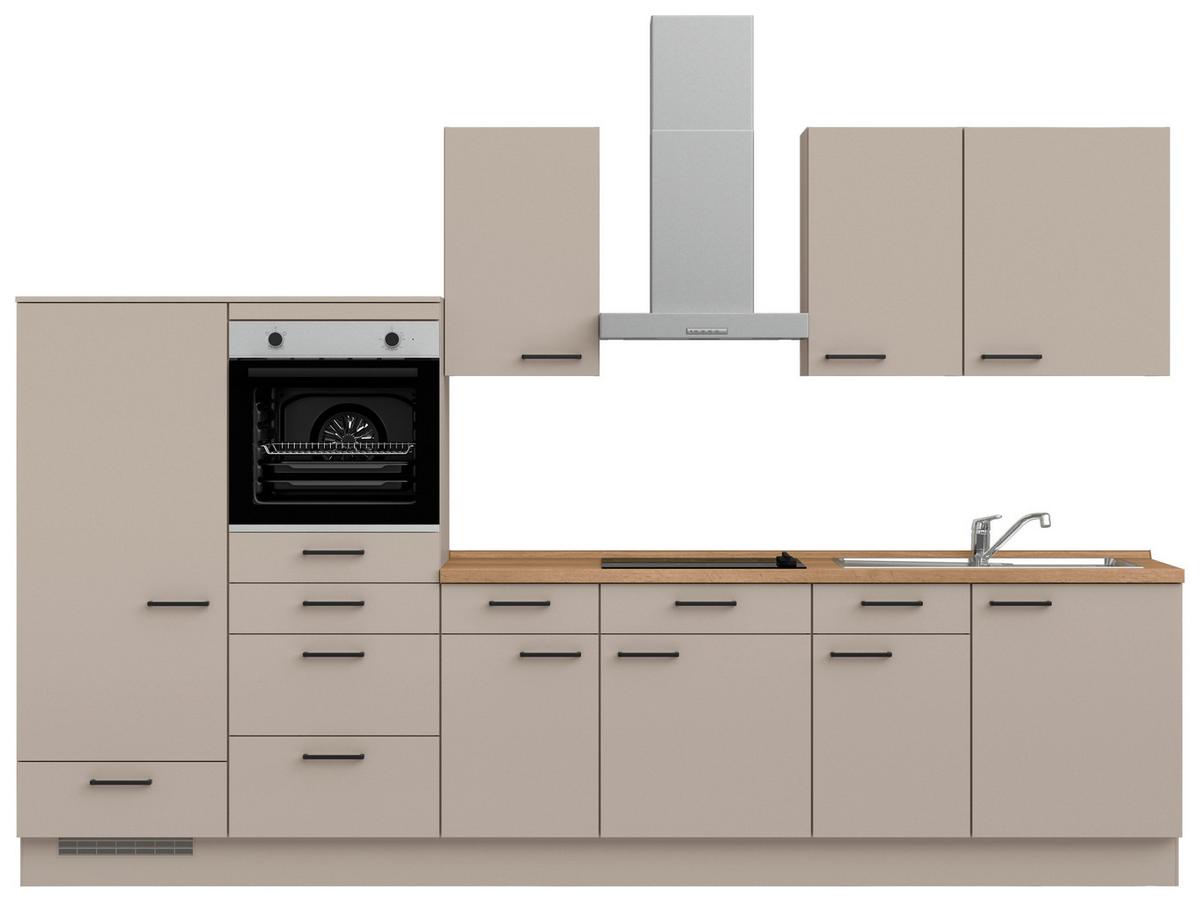 Küchenleerblock Easytouch Low o. Geräte Sandfarben - Sandfarben/Eichefarben, MODERN, Holzwerkstoff/Metall (330cm) - Nobilia