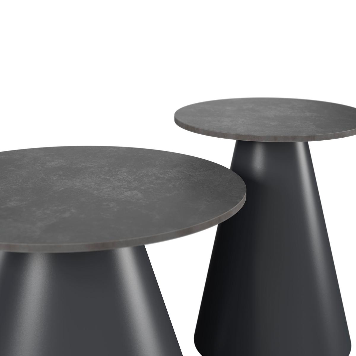 Couchtisch Mila 2er Set Dunkelgrau/Schwarz - Dunkelgrau/Schwarz, MODERN, Stein/Metall - Bessagi Home