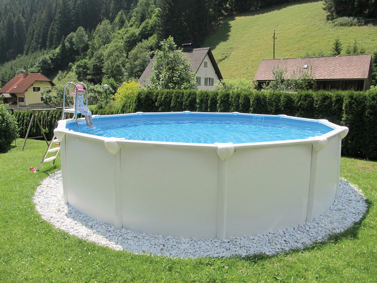Schwimmbecken Steely Supreme Ø ca. 550cm - Blau/Weiß, MODERN, Kunststoff/Metall (550/132cm)