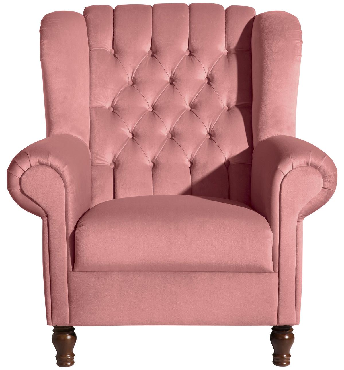 Ohrensessel Vary ca. 91x101x90 cm Rosa - Nussbaumfarben/Rosa, Design, Holz/Textil (91/101/90cm) - Max Winzer