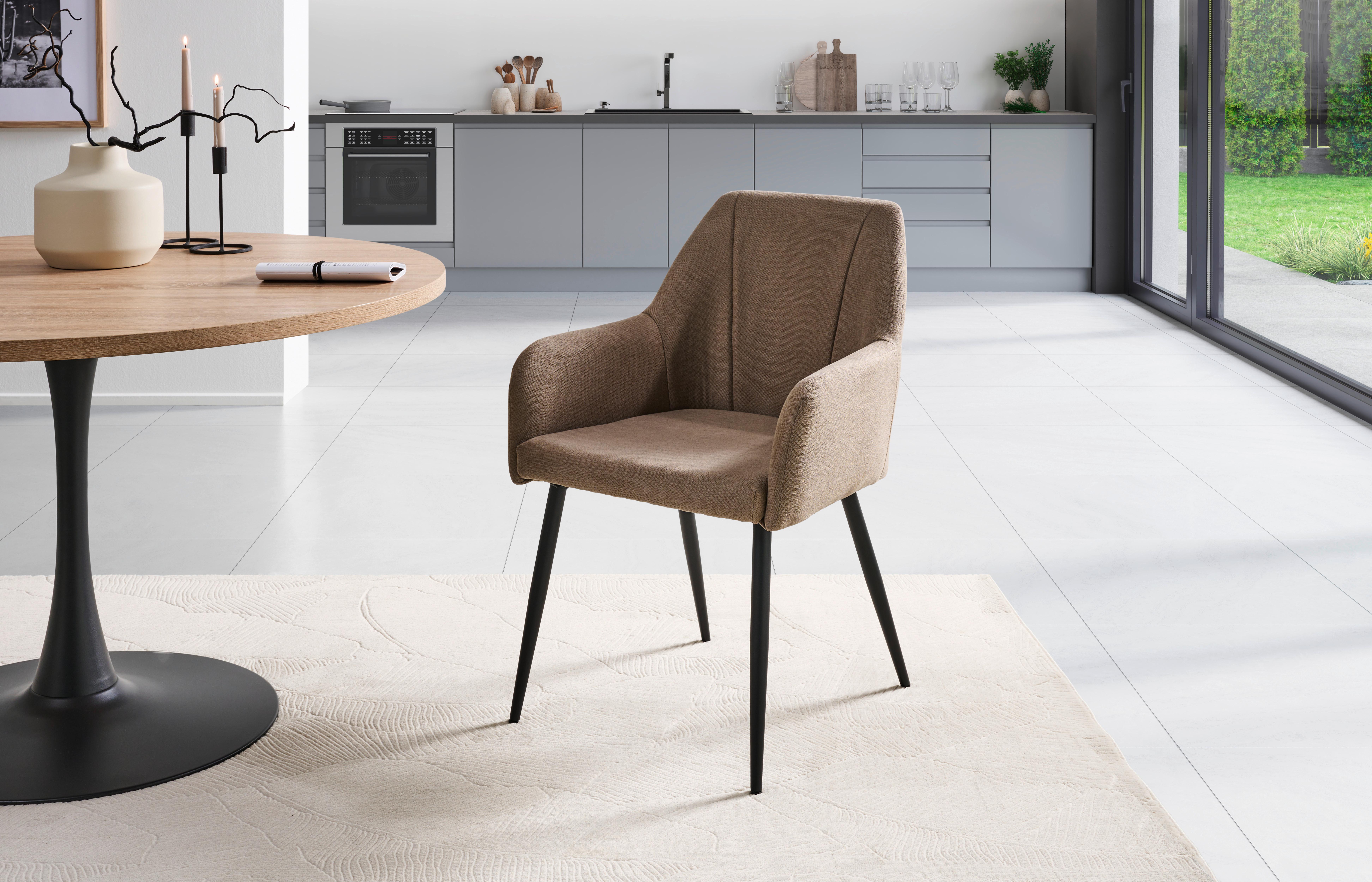 KRZESŁO Z PODŁOKIETNIKAMI ADELINA - czarny/cappuccino, Lifestyle, metal/tkanina (56/87/60cm) - MID.YOU