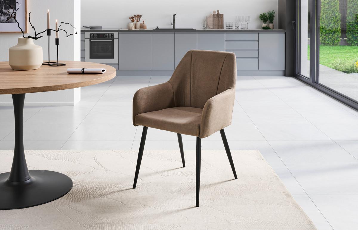 KRZESŁO Z PODŁOKIETNIKAMI ADELINA - czarny/cappuccino, Lifestyle, metal/tkanina (56/87/60cm) - MID.YOU