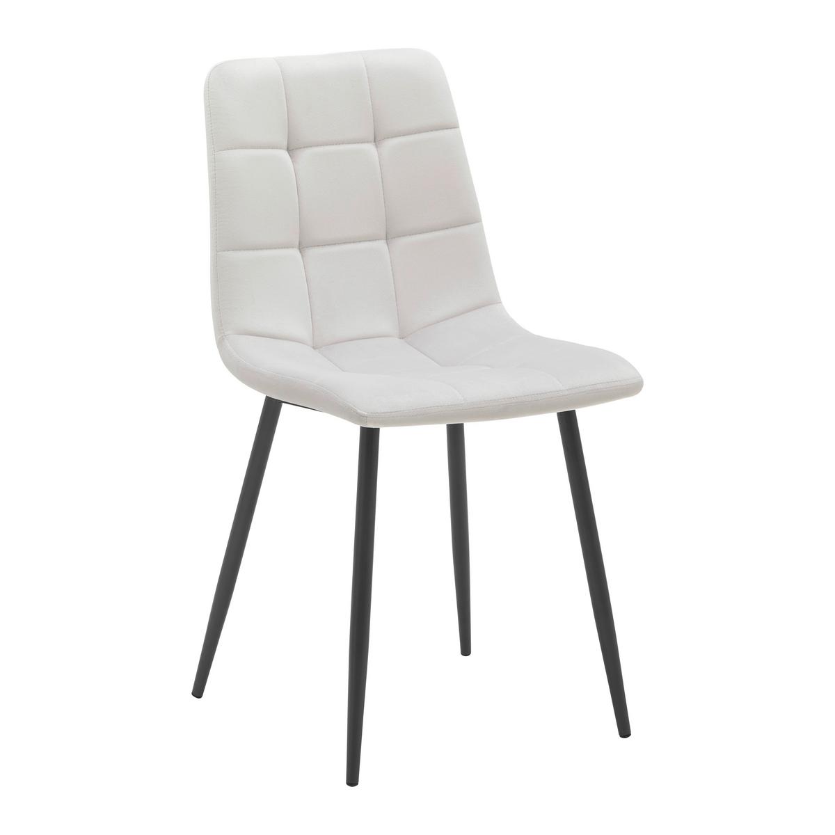 Stuhl Ria Hellgrau Samt Gepolstert - Hellgrau/Schwarz, MODERN, Holz/Textil (43,5/87/54cm) - Bessagi Home