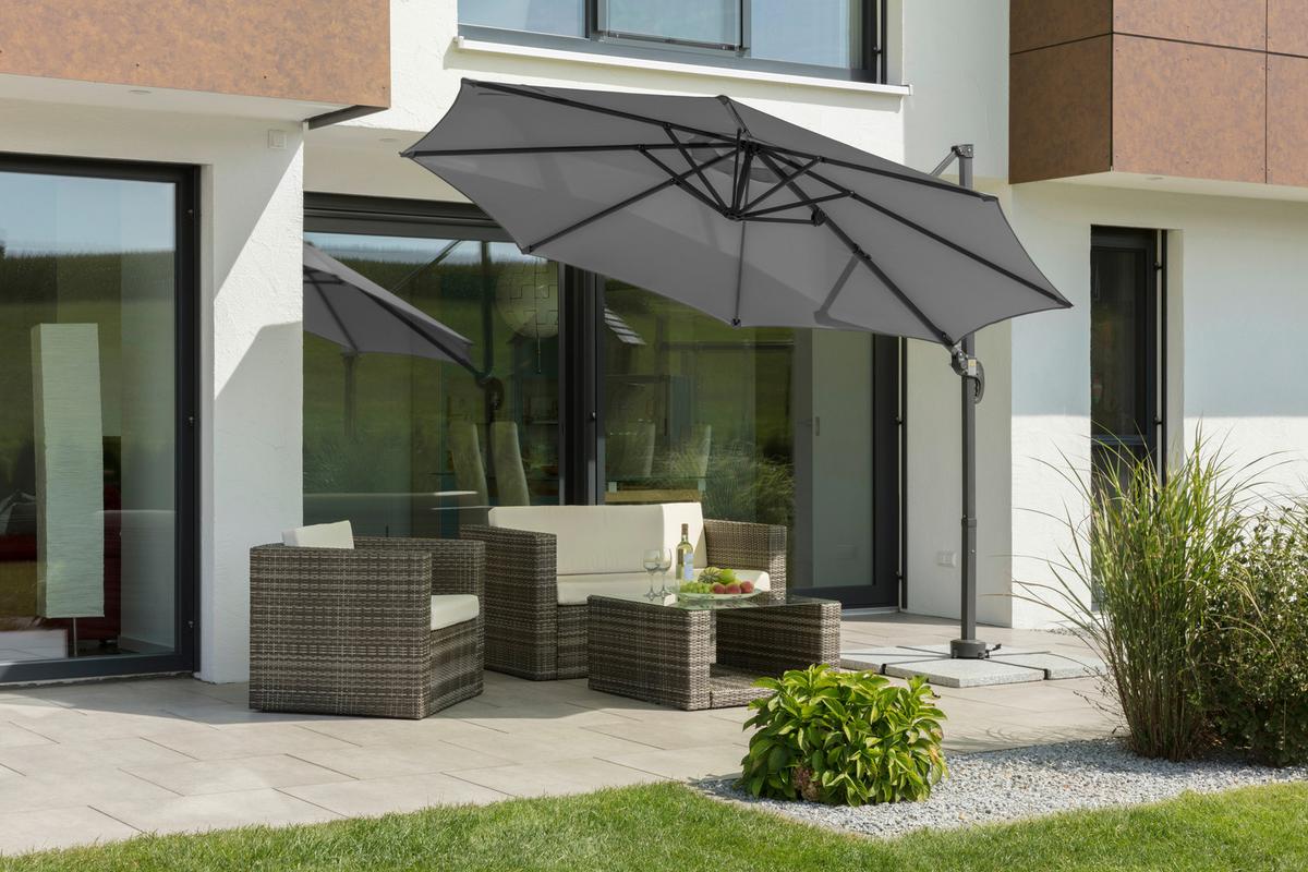 Ampelschirm Rhodos ca. 352x244 x300 cm Anthrazit - Anthrazit, Basics, Textil/Metall (352/244/300cm) - Schneider