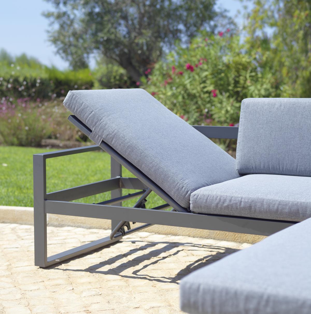 Loungegarnitur-Set Moskau Anthrazit/Grau - Anthrazit/Grau, Modern, Glas/Textil (200/213/62cm) - Mömax