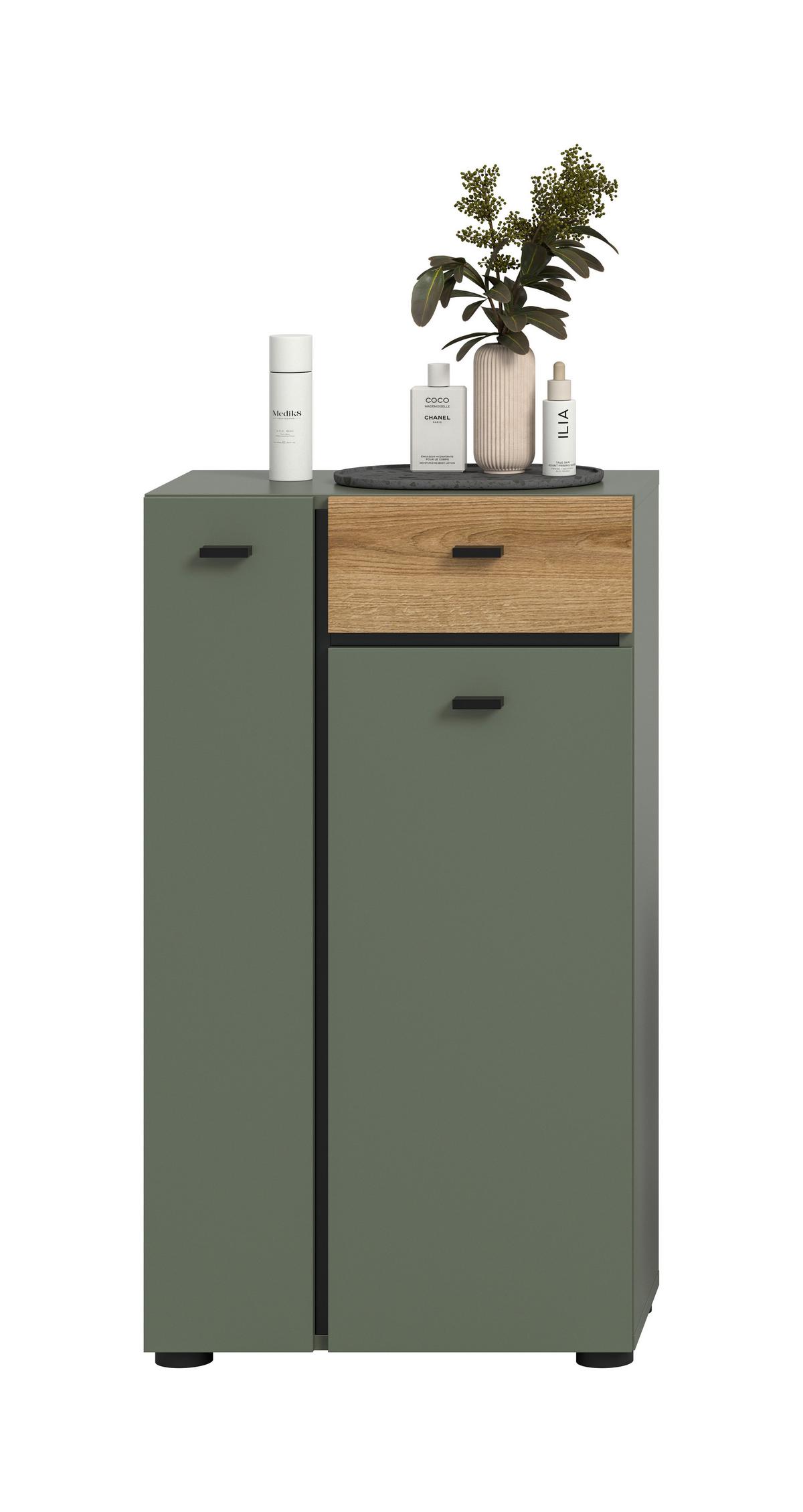 Midischrank Aqua Grün/Eichefarben - Eichefarben/Schwarz, Trend, Holzwerkstoff/Kunststoff (51/91/30cm) - MID.YOU