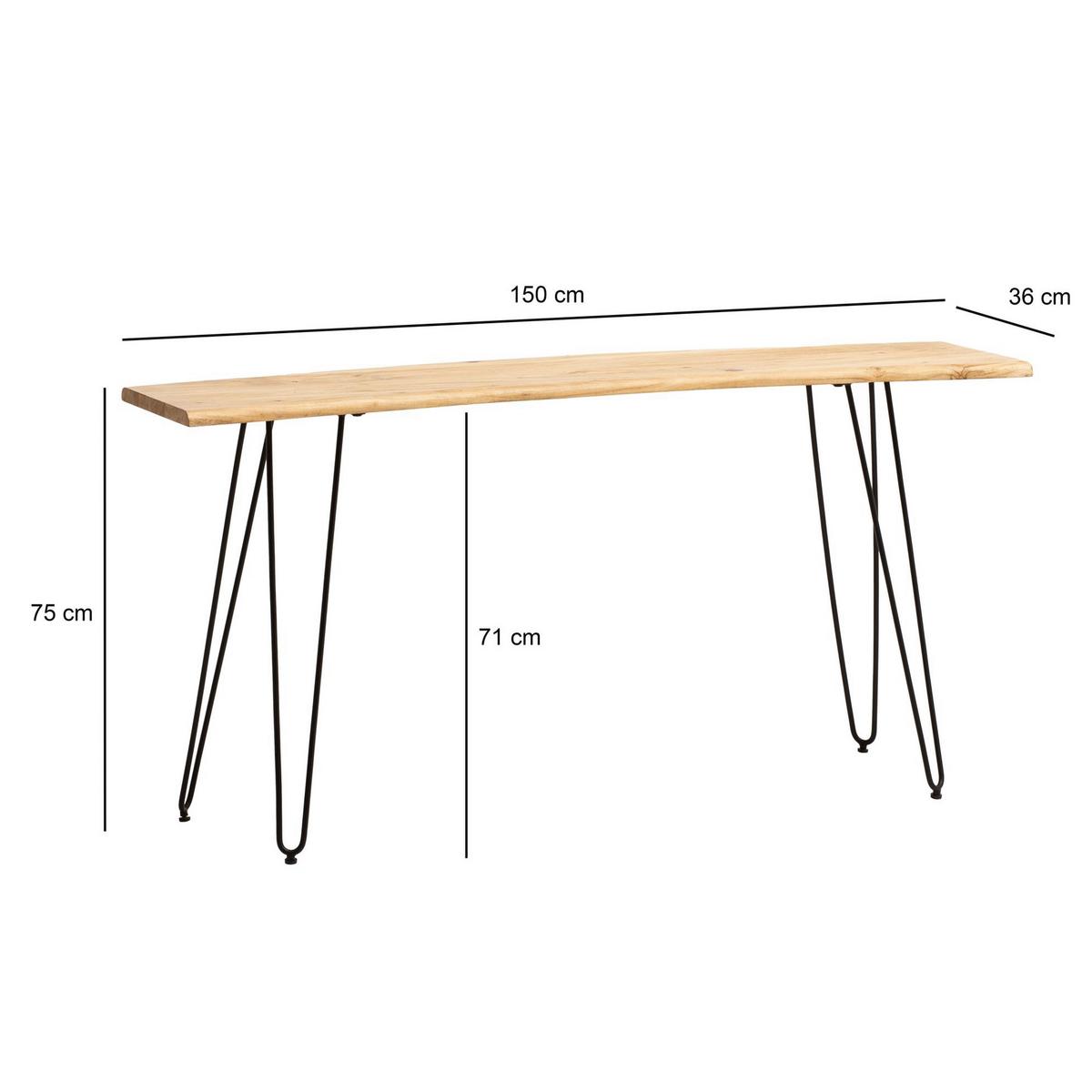 KONSOLENTISCH WL7.318 - Schwarz/Akaziefarben, Design, Holz/Metall (150/36/75cm) - MID.YOU