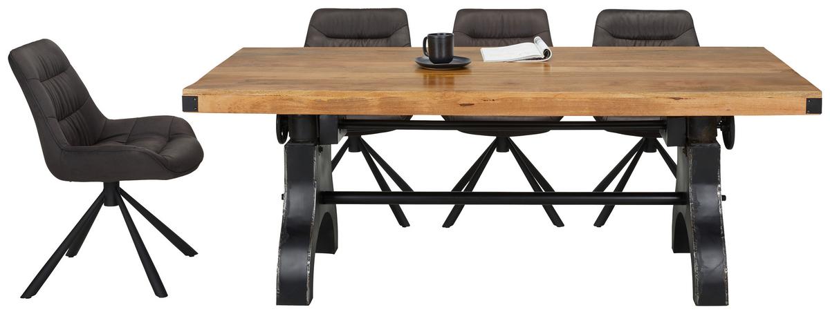 Masă INDUSTRIAL - culoare natur/negru, Lifestyle, lemn/metal (200/90/76cm) - Premium Living