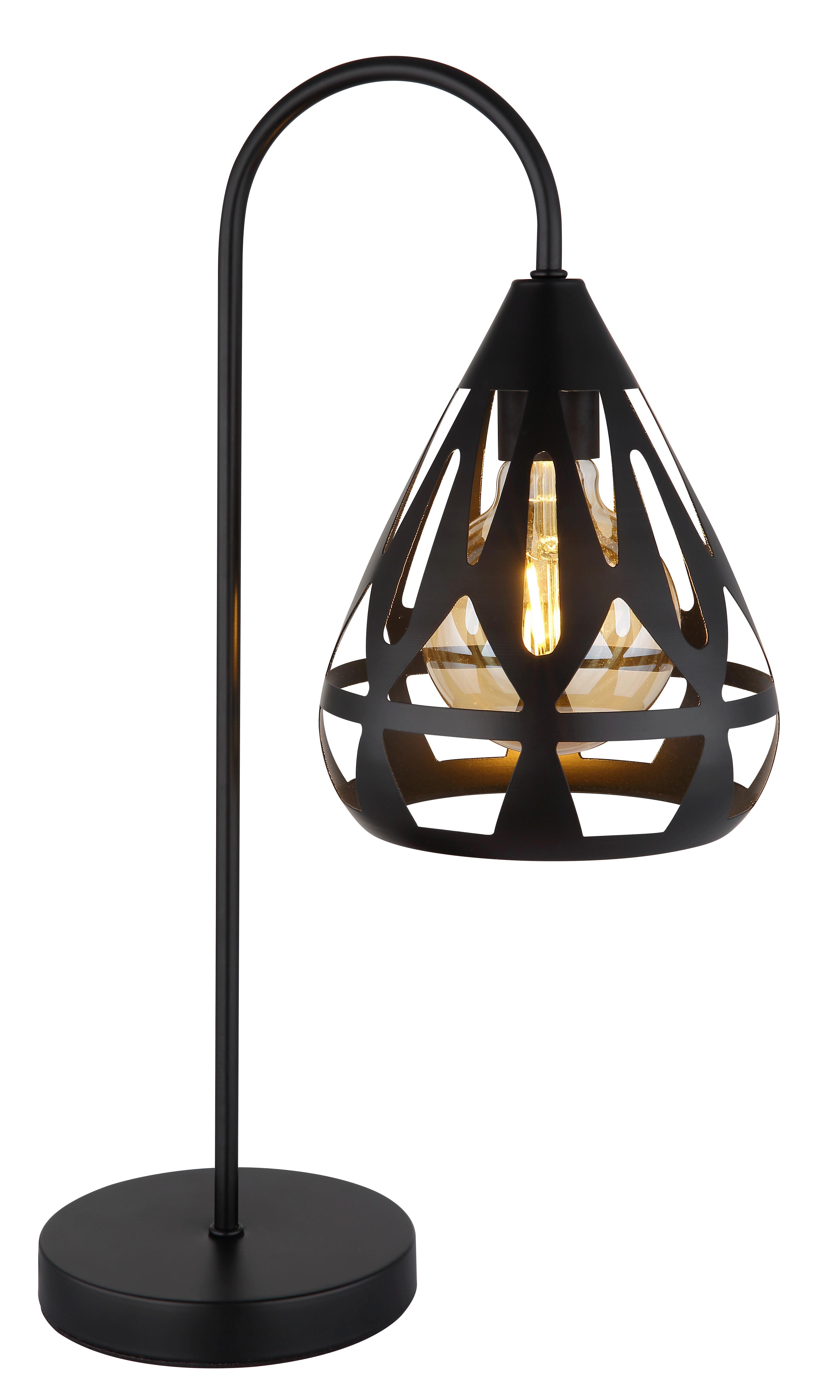 Tischleuchte Hassan Schwarz max. 40 Watt - Schwarz, Design, Kunststoff/Metall (28/17/48cm) - Globo