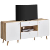 Lowboard Ronda in Weiss/Eichefarben - Weiss/Eichefarben, Modern, Holzwerkstoff (178/76/4,5cm) - Premium Living