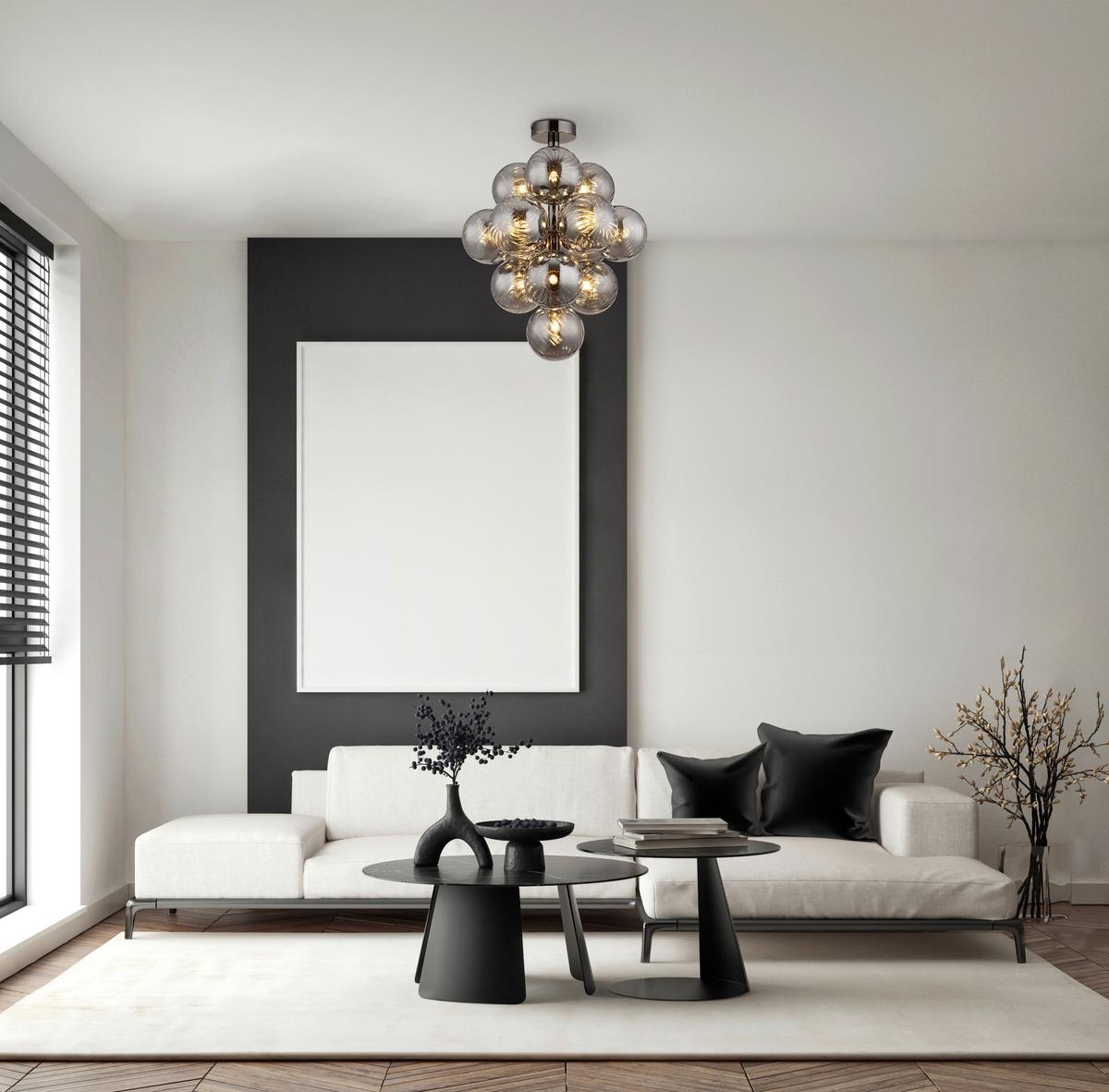 LAMPA SUFITOWA LILIA - czarny chrom, Design, metal/szkło (39,5/50cm) - Collet's Monde