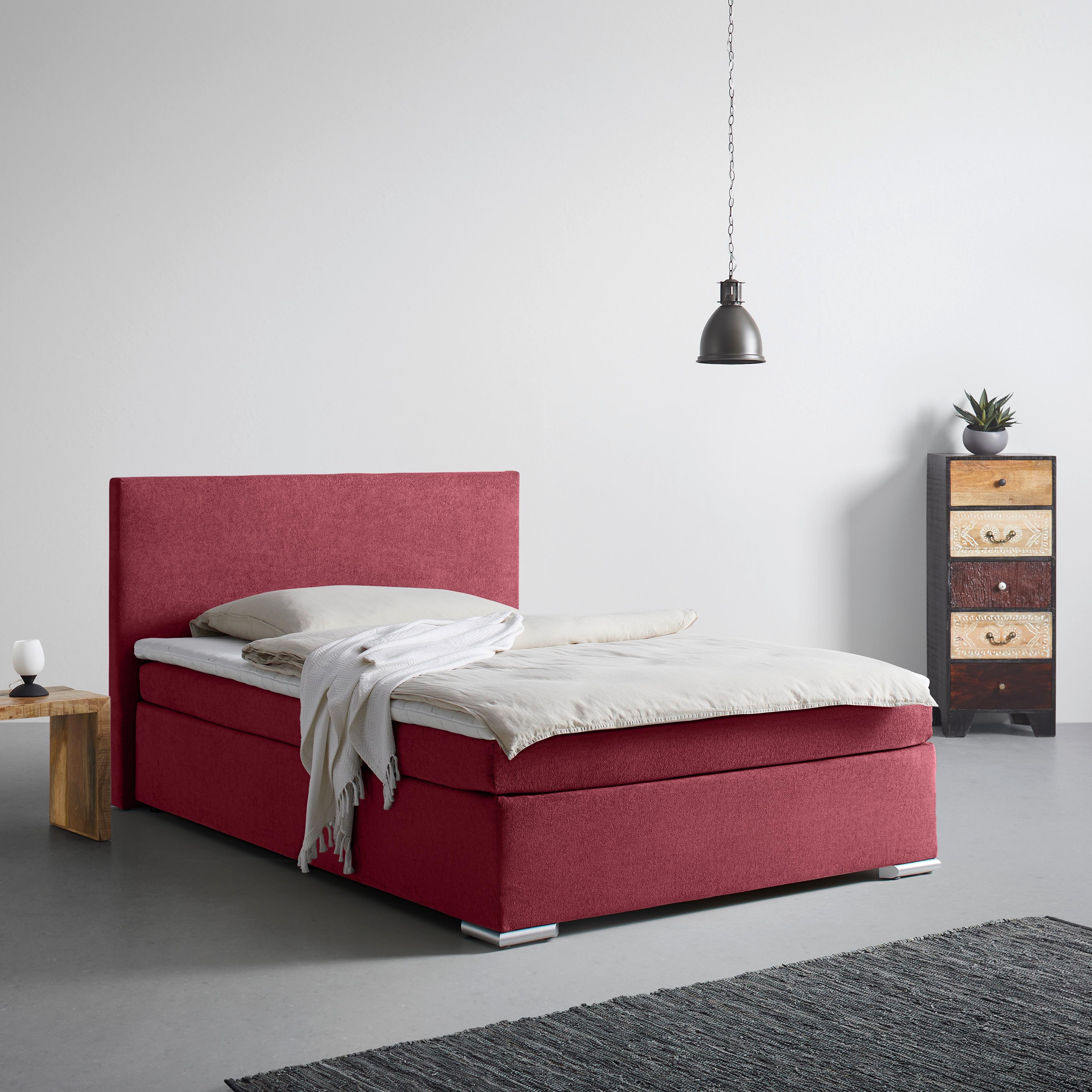 BOXSPRINGBETT MIRA 2 -EXKLUSIV- -BASED- - Rot, Modern, Holz/Kunststoff (120/200cm) - Based