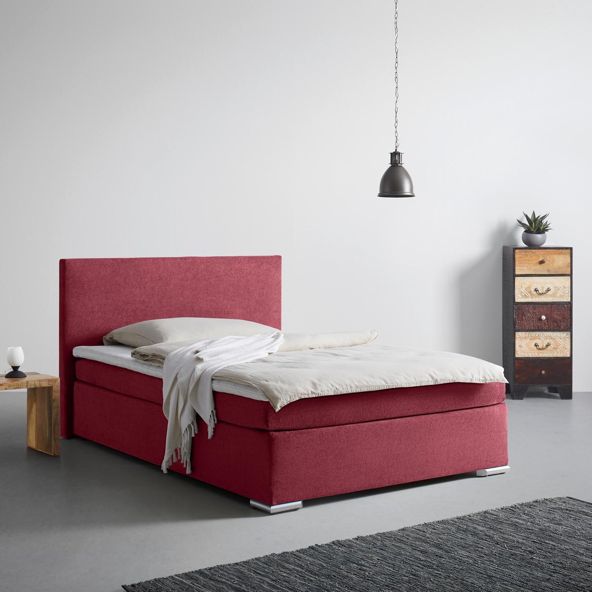 Boxspring Krevet Mira 2 - crvena, Moderno, metal/tekstil (120/200cm) - Based