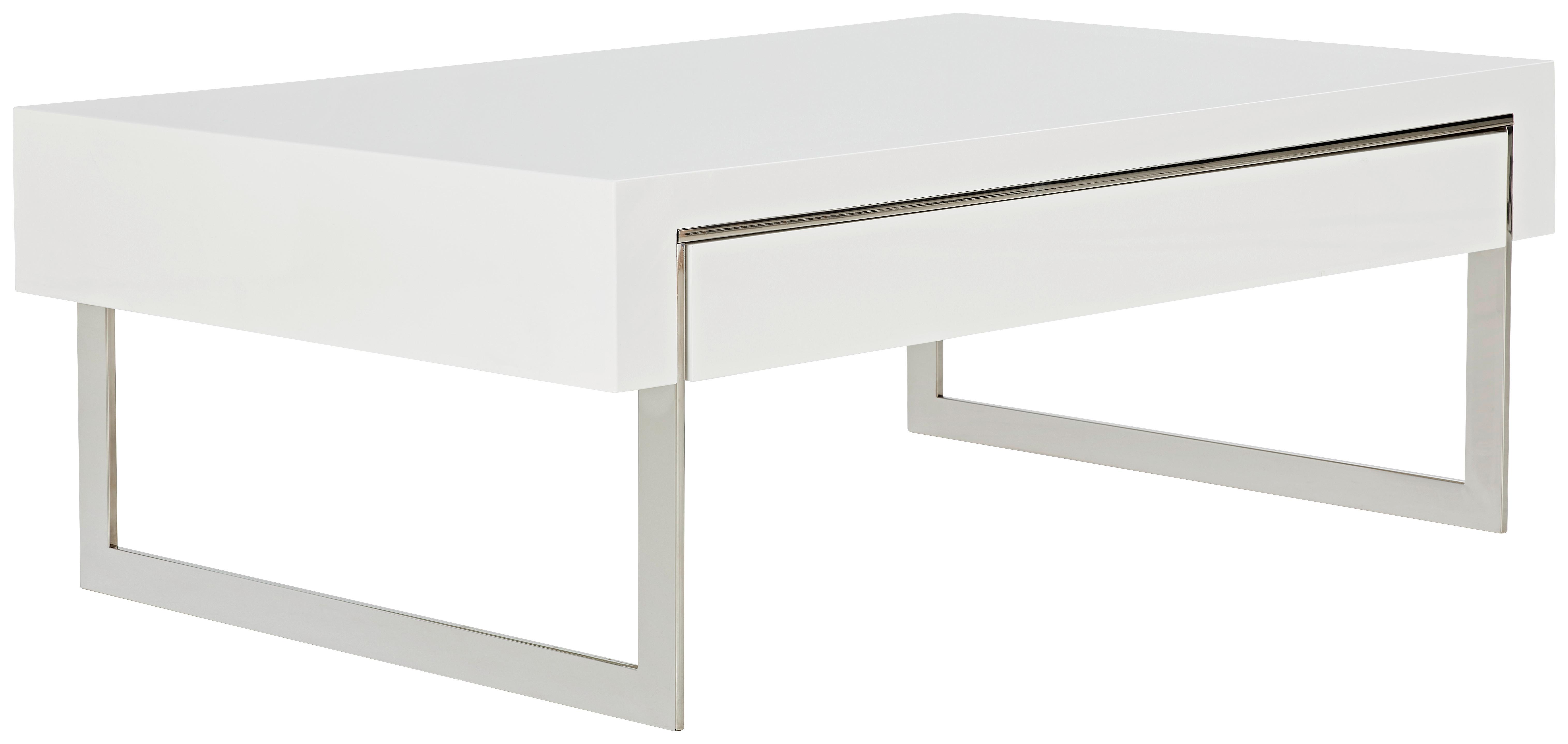 STOLIK KAWOWY COOPER - biały wysoki połysk/biały, Basics, materiał drewnopochodny/metal (110/40/70cm) - MID.YOU