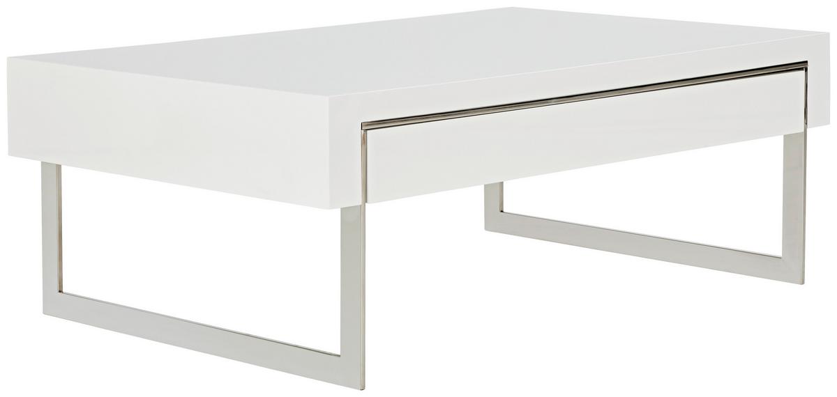 STOLIK KAWOWY COOPER - biały wysoki połysk/biały, Basics, materiał drewnopochodny/metal (110/40/70cm) - MID.YOU