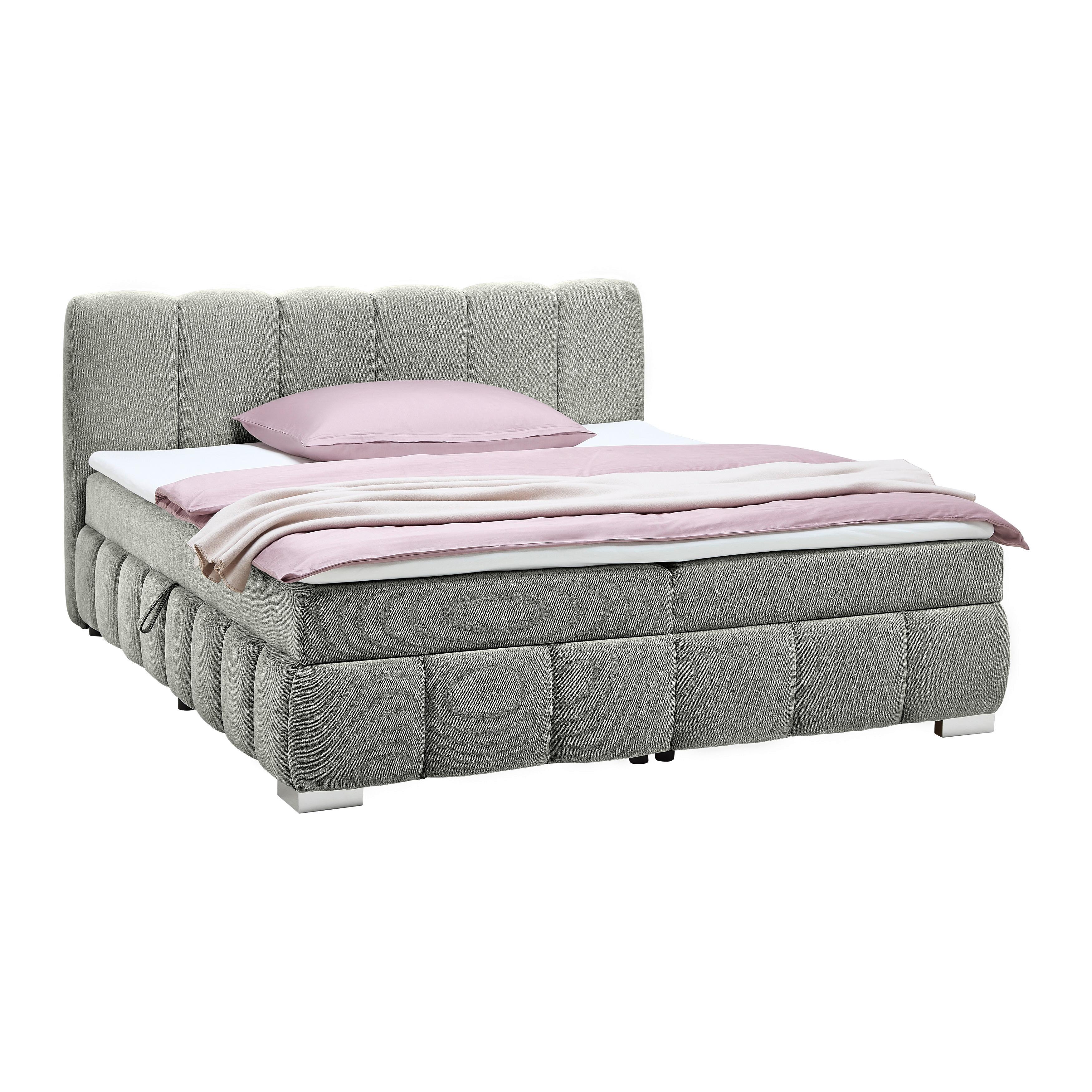Boxbett Elaris Dunkelgrau ca. 140x200cm - Chromfarben/Dunkelgrau, KONVENTIONELL, Kunststoff/Textil (140/200cm) - Mömax